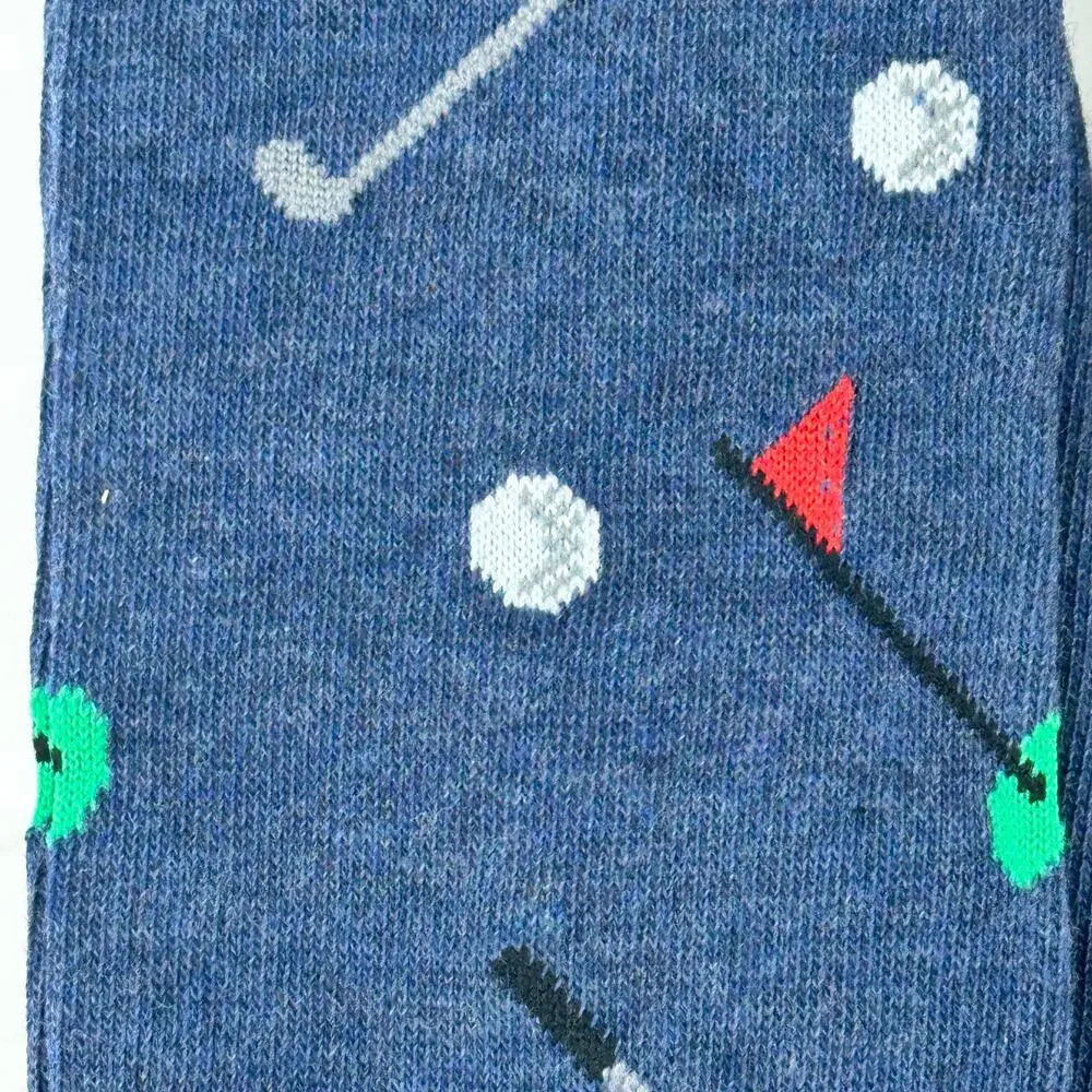 Cremieux Golf Theme Italian Cotton Sock Lot Mens 6-12.5 Blue Brown Dad Gift